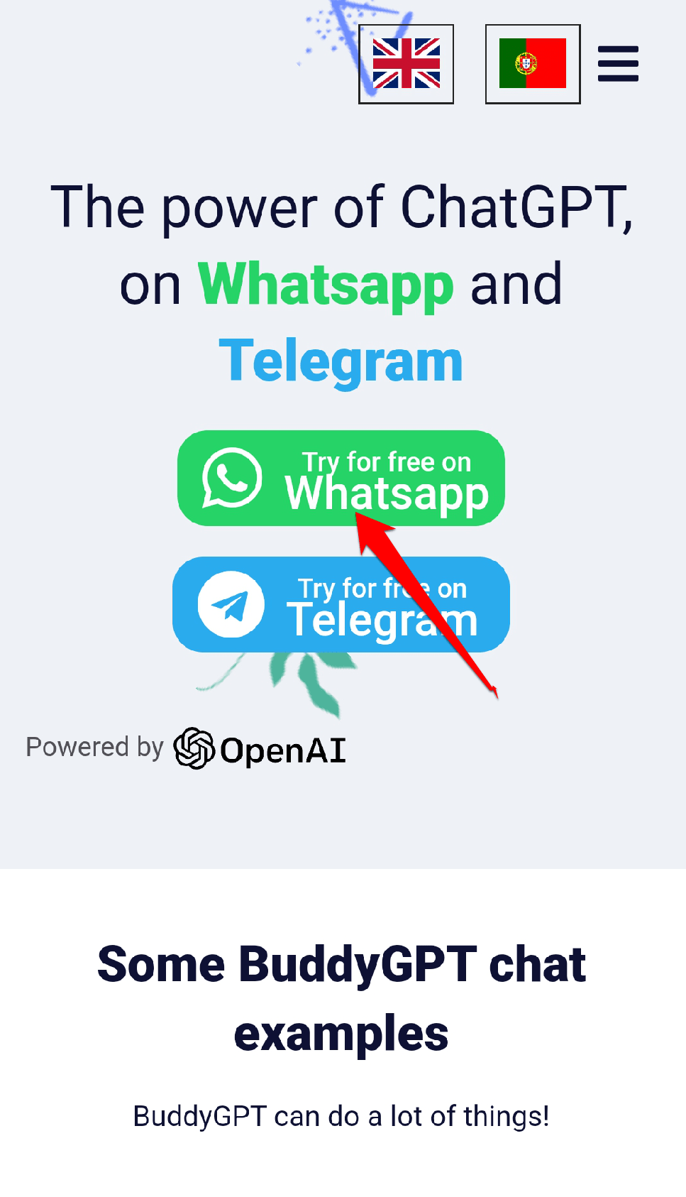 select "Try for free on WhatsApp."