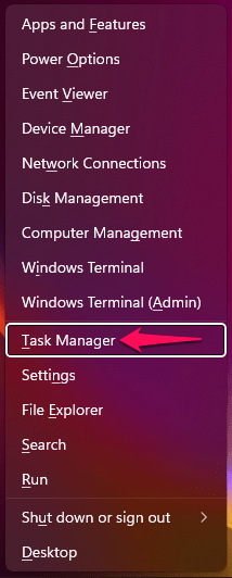 (1) Open Task Manager