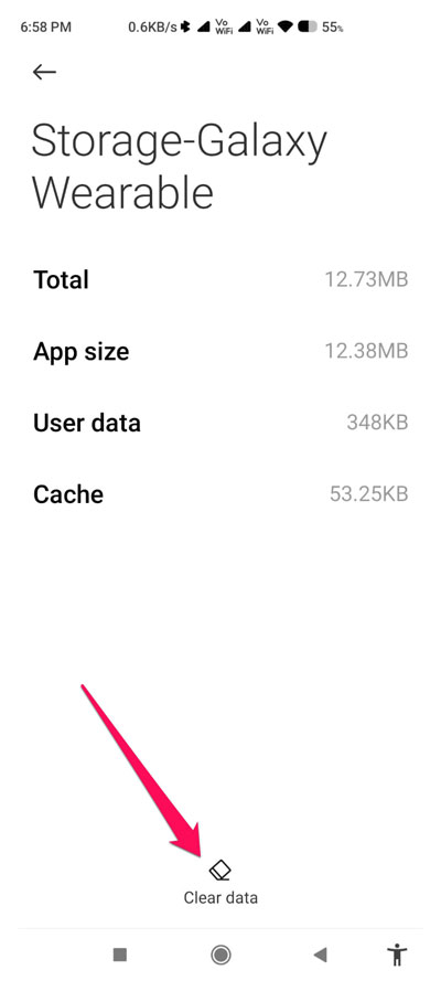 Clear Wearable App Cache