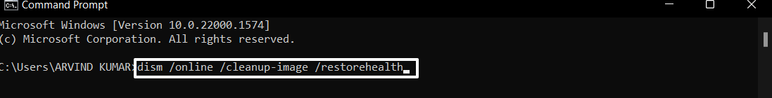 dism /online /cleanup-image /restorehealth command