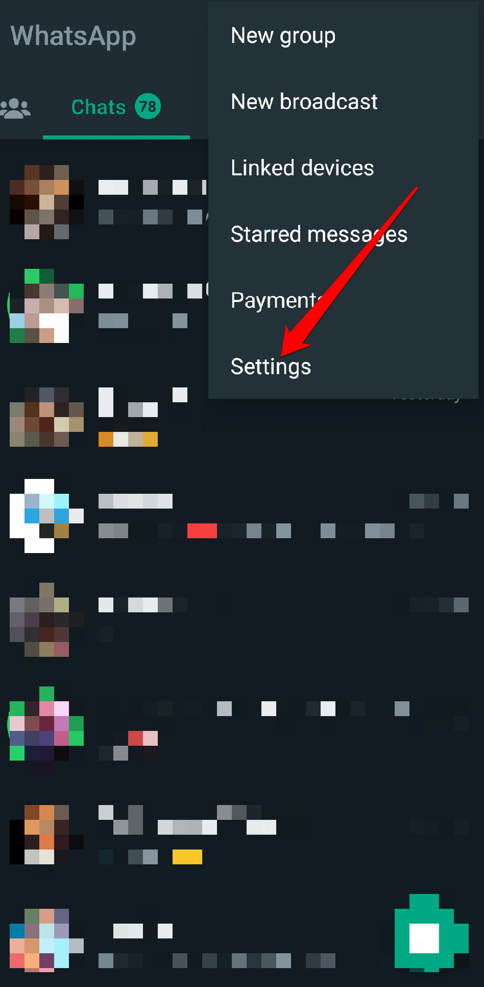 Tap on "Settings" from the drop-down menu.