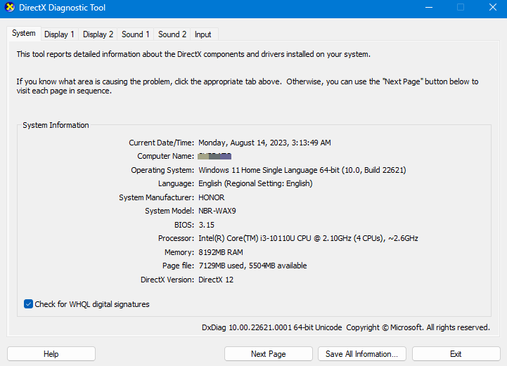 DXDIAG showing DX12 BUT GAME STILL SHOWING THAT DX12 IS NOT