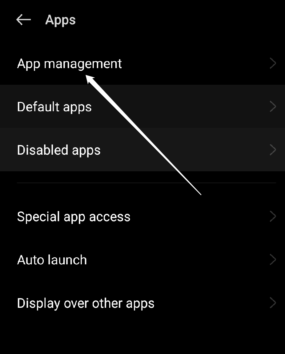 app management option