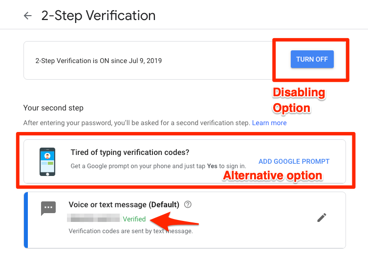 2-Step Verification Enabled in Google