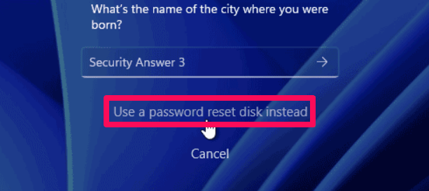 Use a password reset disc instead