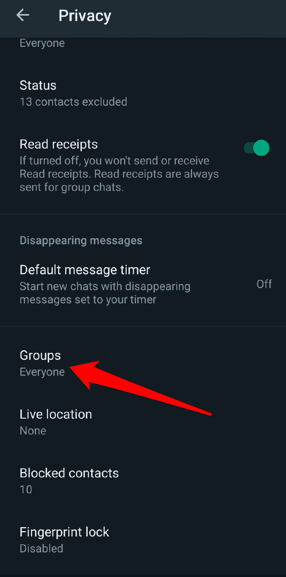 Scroll down and tap on "Groups."