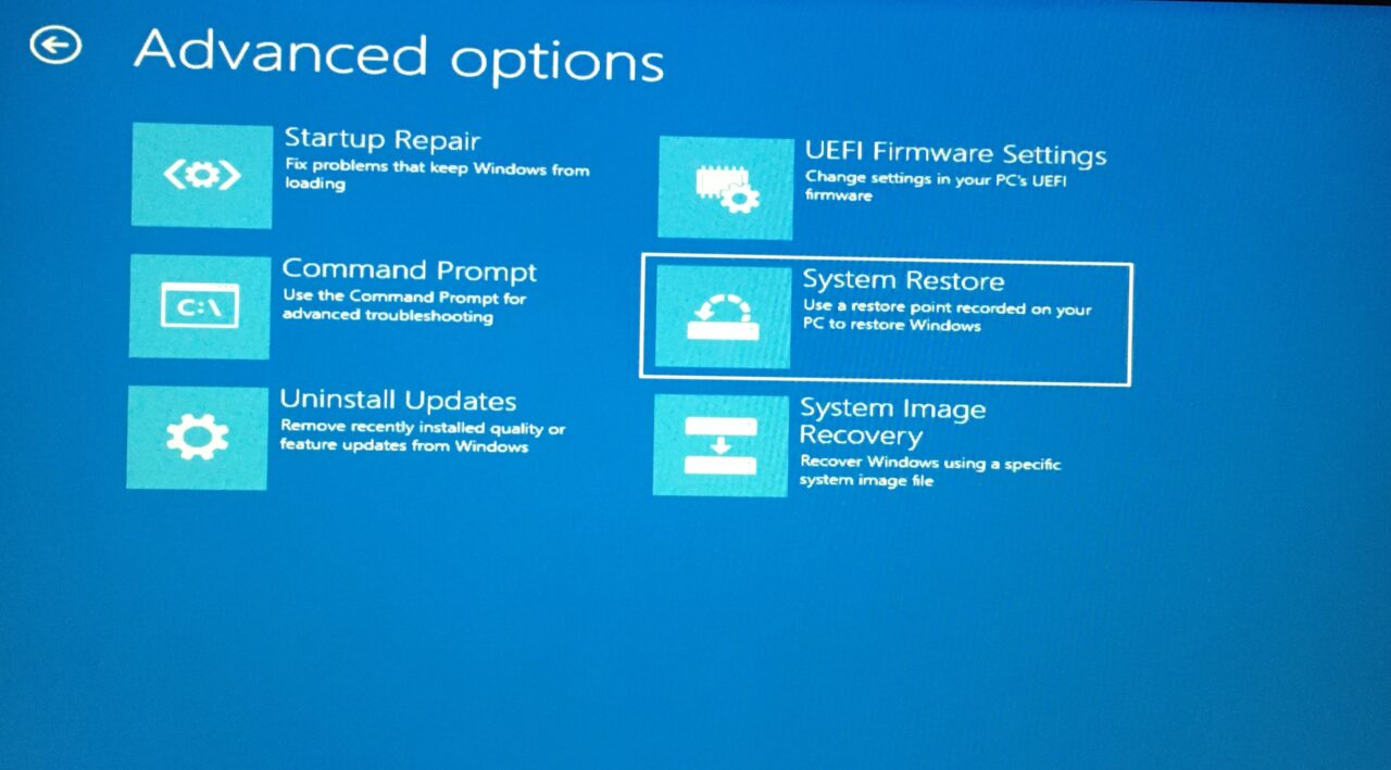 4 - Select System Restore