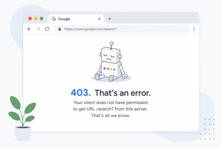 403 error with sad robot illustration