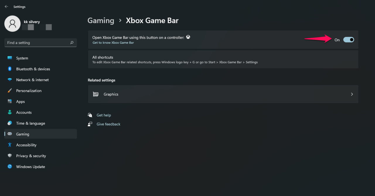 5 - Xbox Game Bar Turned On