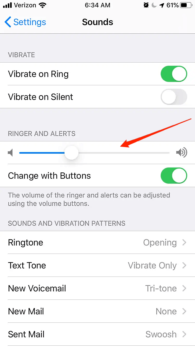 change sounds level iphone