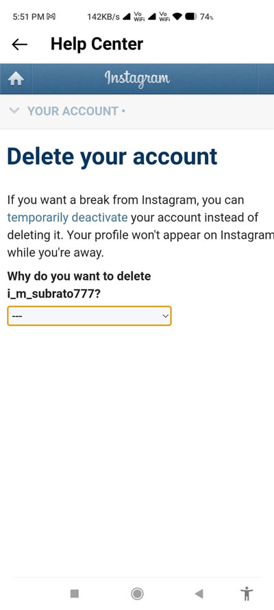  Delete an Instagram Account