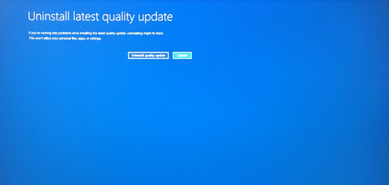 9 - Click Uninstall Quality Updates