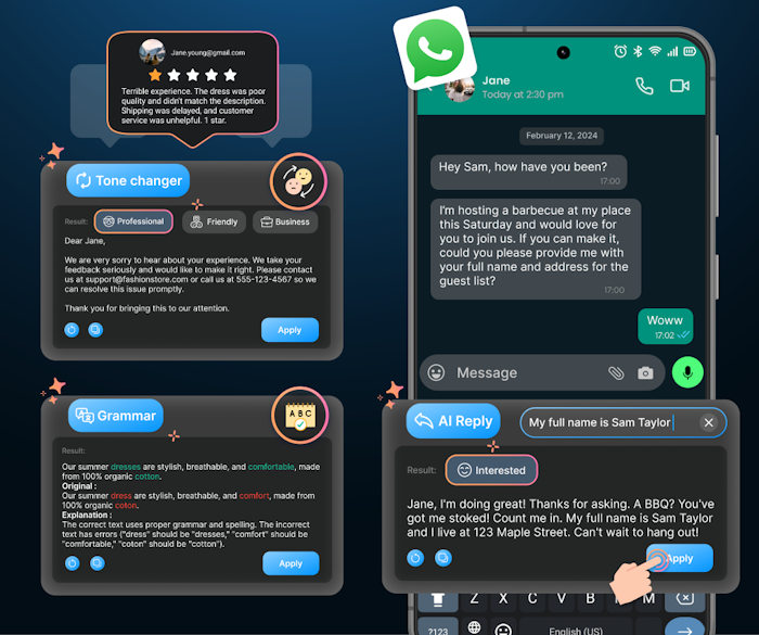 AI Keyboard Writer, Grammar
