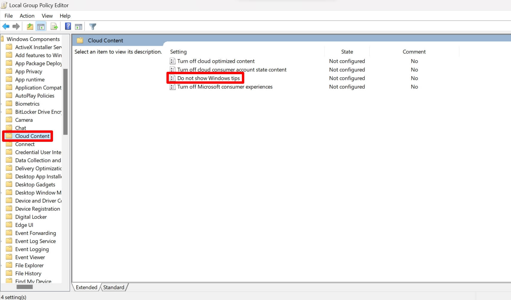 Access cloud content within group policy editor