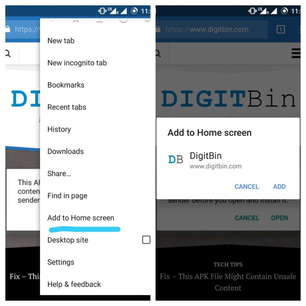 Add DigitBin To Home Screen