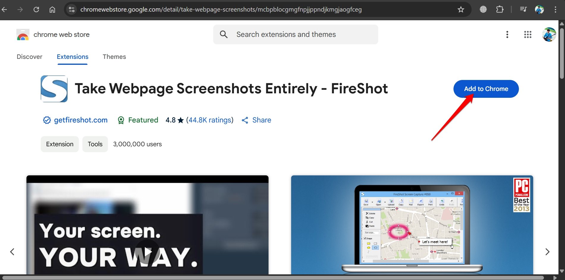 Add Fireshot to Chrome