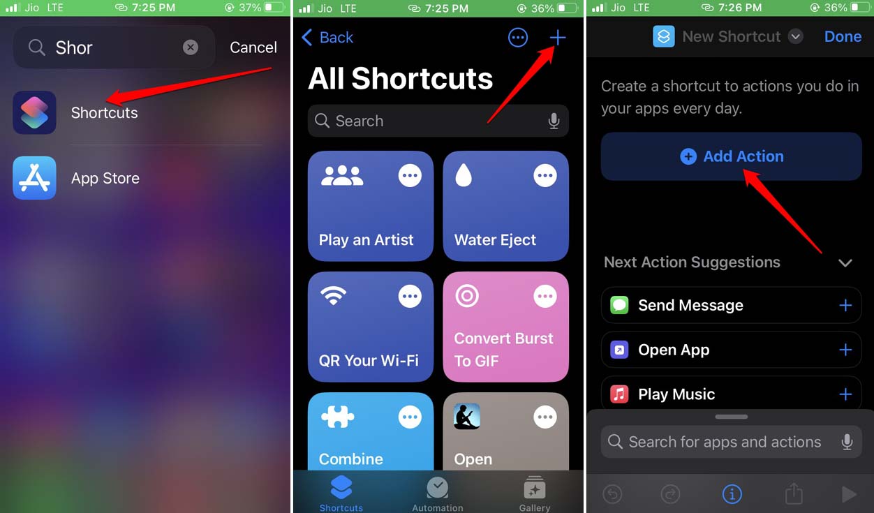 Add new action in Siri shortcut