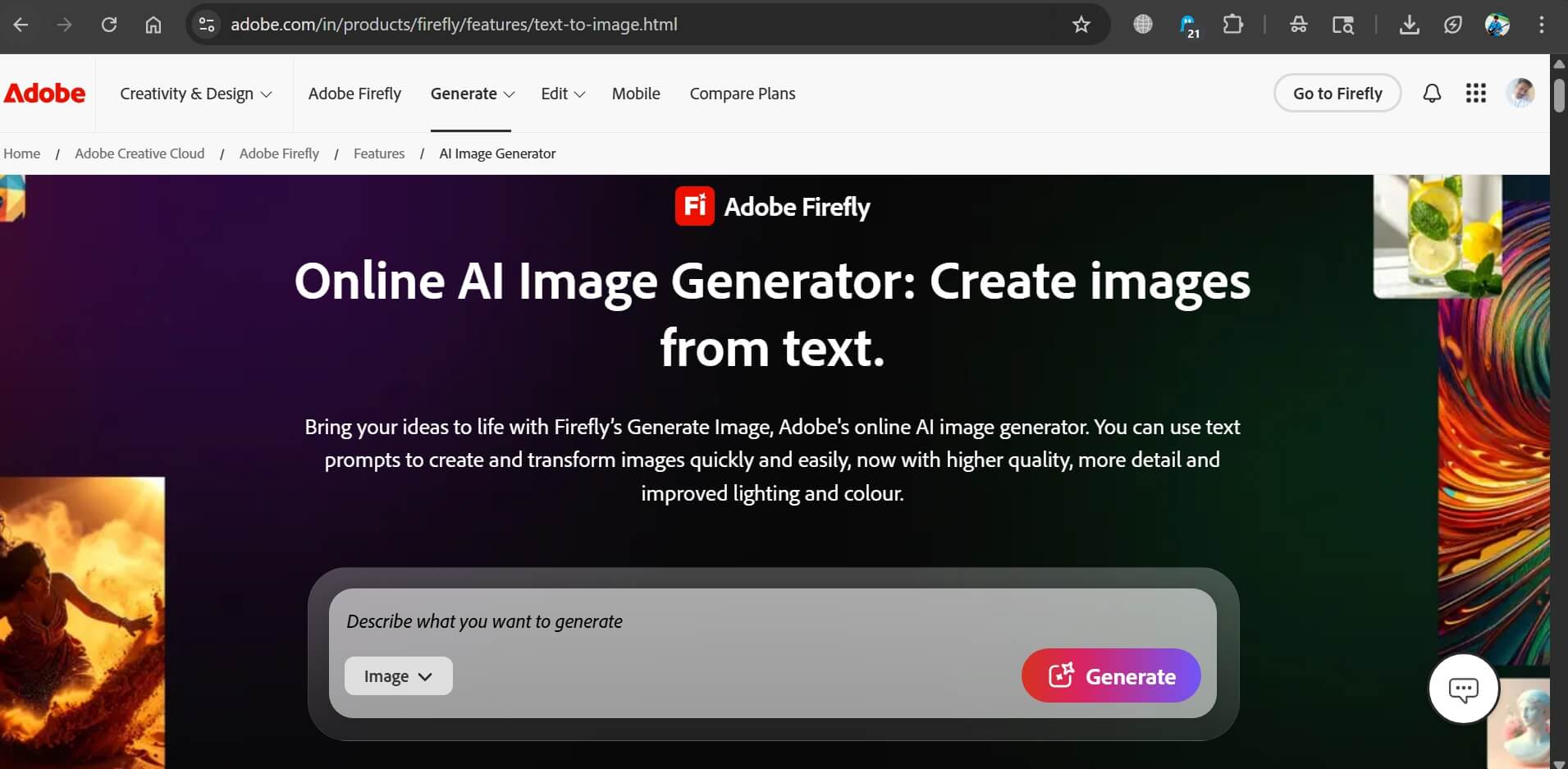 Adobe Firefly AI image generator