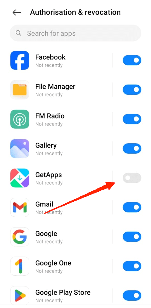 Again scroll down and find GetApps & turn off the toggle.