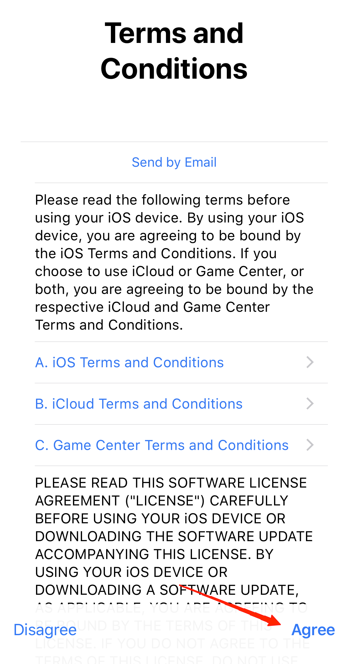 Agree to the new iCloud terms and conditions