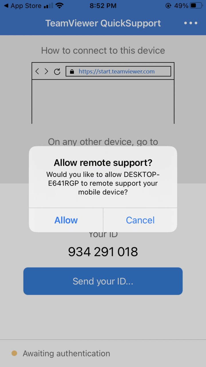 iphone teamviewer quick support screen sharing