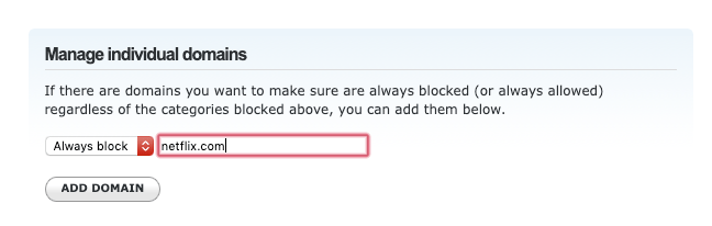 Always block netflix.com on router