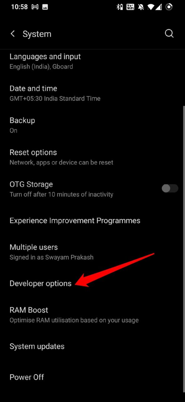 Android Developer options