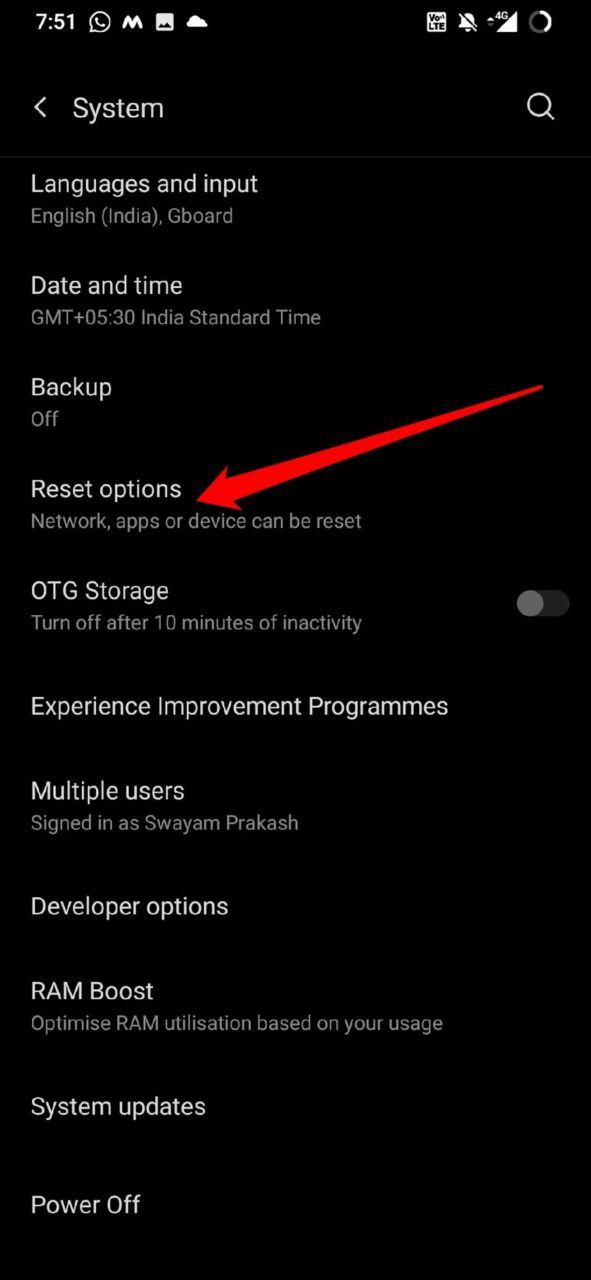 Android Reset Options