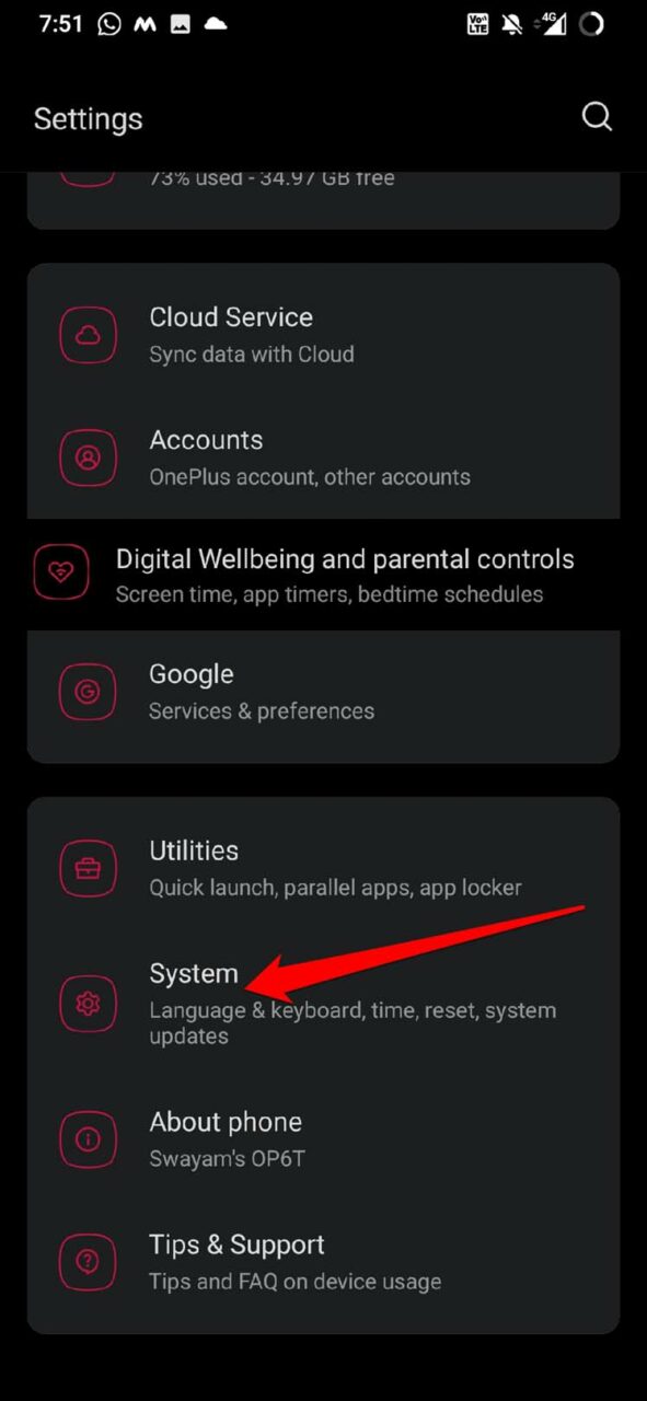 Android System settings