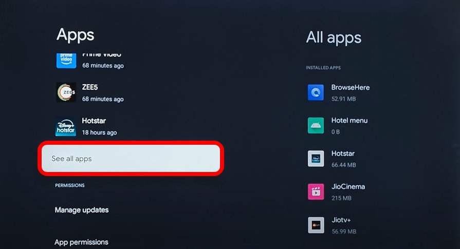 Android TV see all apps
