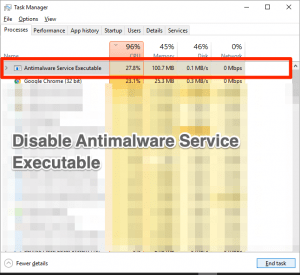 task manager antimalware service executable