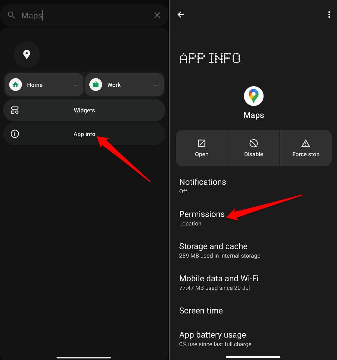 App Info Location