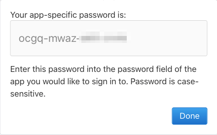 App Specific Password is Generated