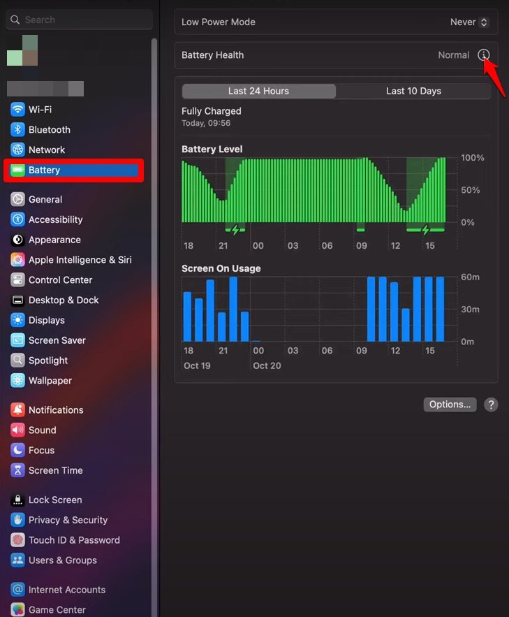 Apple Macbook battery health