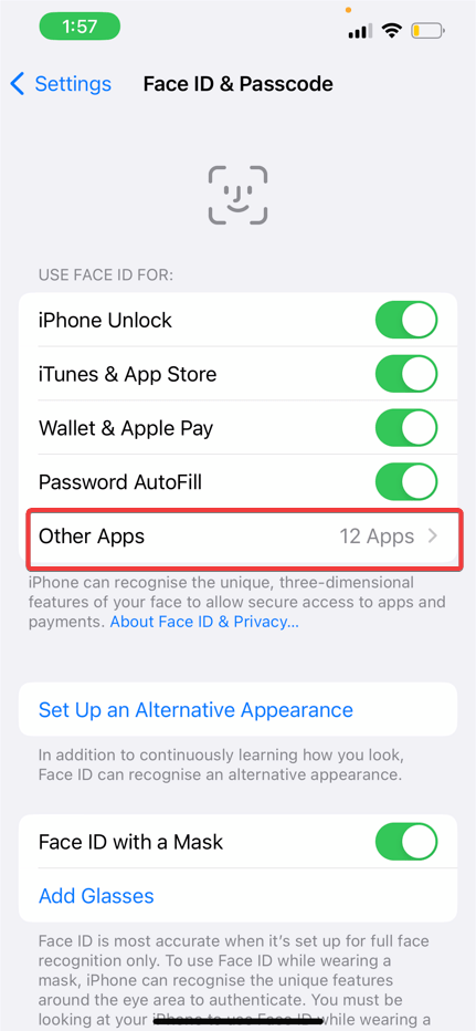 WhatsApp on your iPhone not working with face ID
