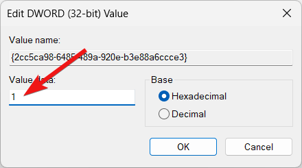 Assign 1 as the value data