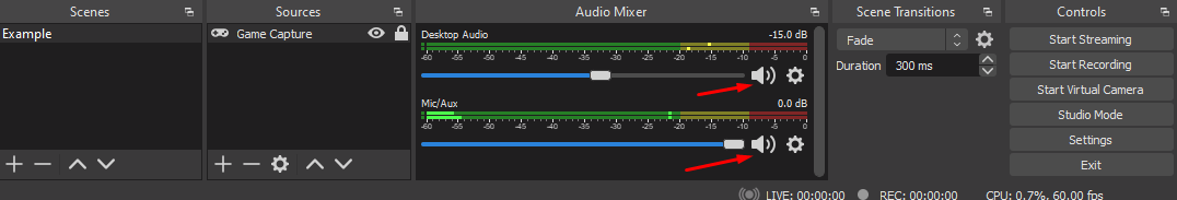 Audio Settings in OBSAudio Settings in OBS