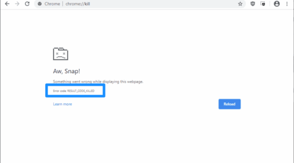 Fix Aw, Snap! Error Code: RESULT_CODE_KILLED Chrome 1
