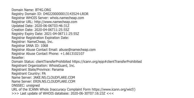 BT4G.org Whois