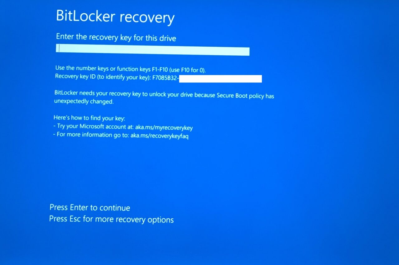BitLocker enter the recovery key for this drive in Wndows 11