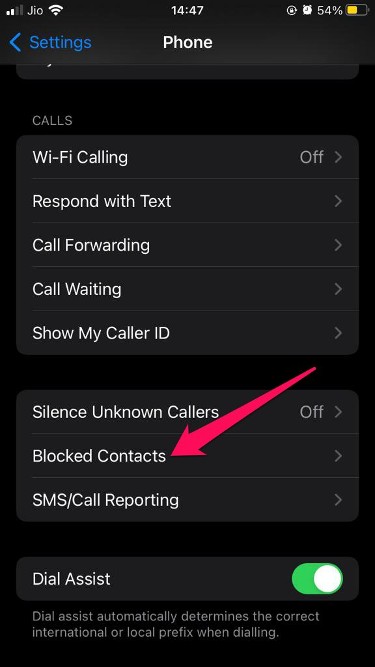 Blocked Numbers on iPhone