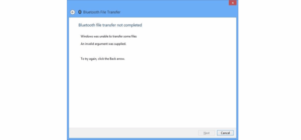 Bluetooth File Transfer Not Completed