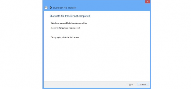 Bluetooth File Transfer Not Completed