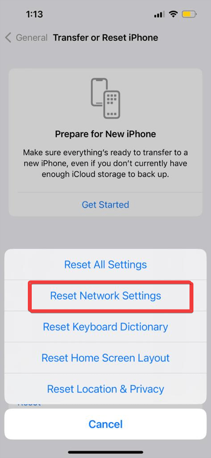 Reset Network Settings