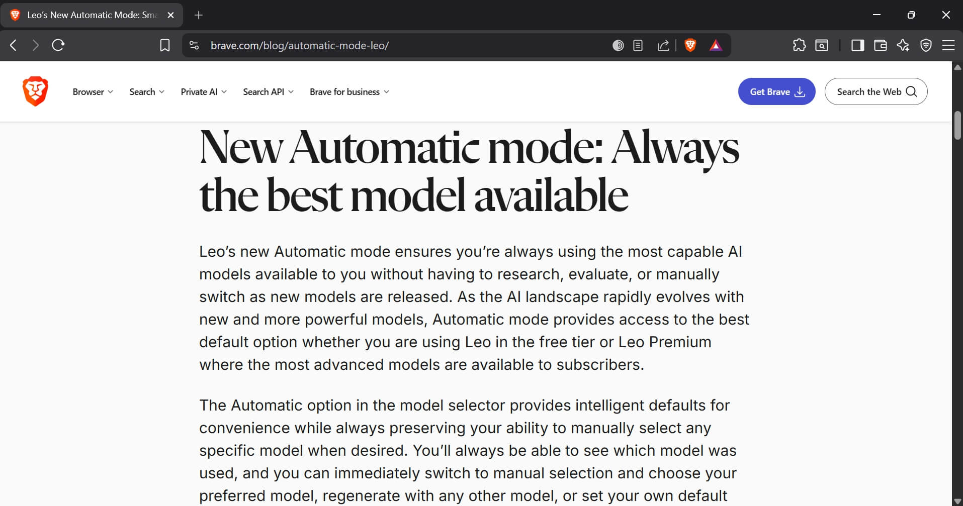 Brave LEO automatic mode