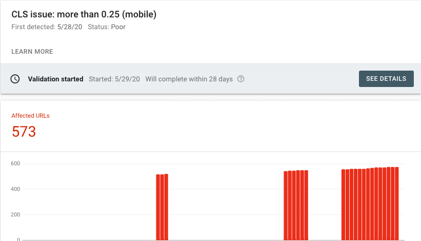 CLS More than Error in GSC