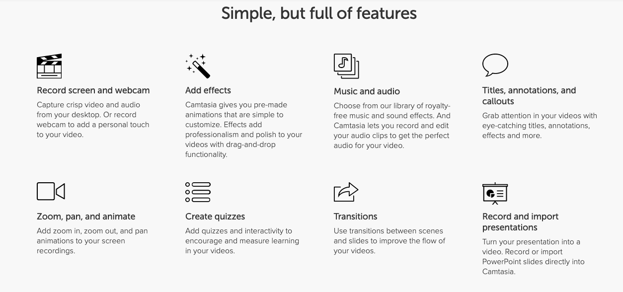 Camtasia Features