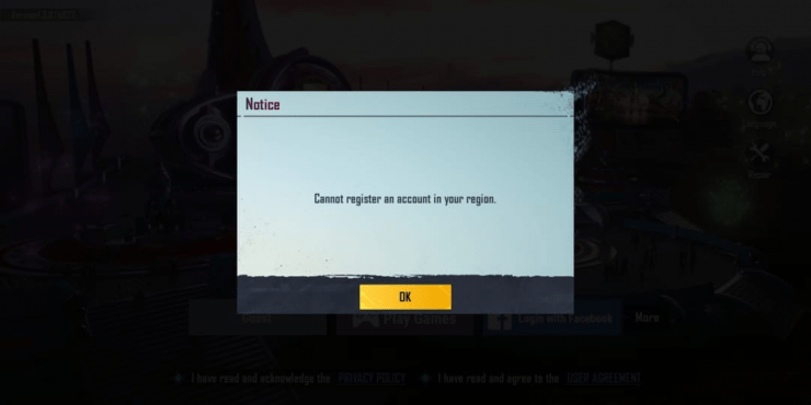 Cannot Register an Account in your Region fix pubg mobile kr version