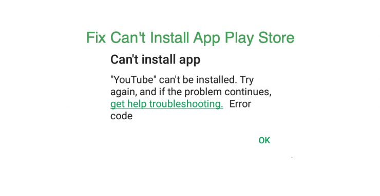 Cant install app play store error Fix