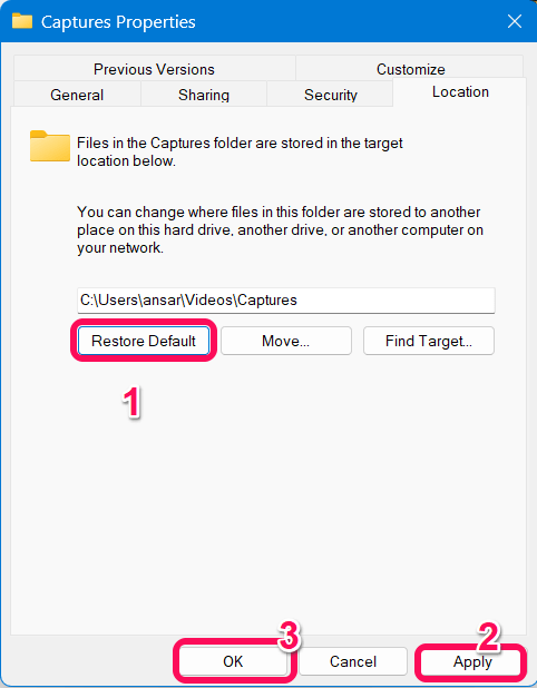 Click on Restore Default option and click Apply and OK 